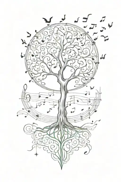 Tree of Life with music notes  tattoo design idea
