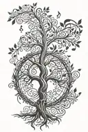 Tree of Life with music notes  tattoo design idea