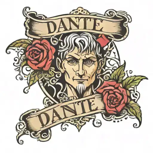 the name Dante with hearts tramp stamp tattoo design idea