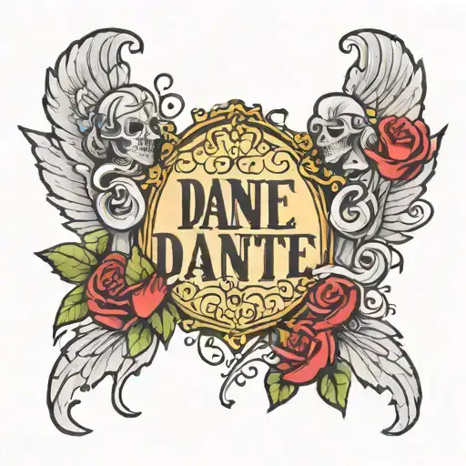 the name Dante with hearts tramp stamp no faces  tattoo design idea