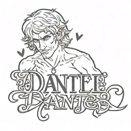 the name Dante with hearts tramp stamp tattoo design idea