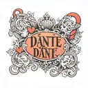 the name Dante with hearts tramp stamp no faces  tattoo design idea