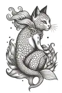 cat mermaid tattoo design idea