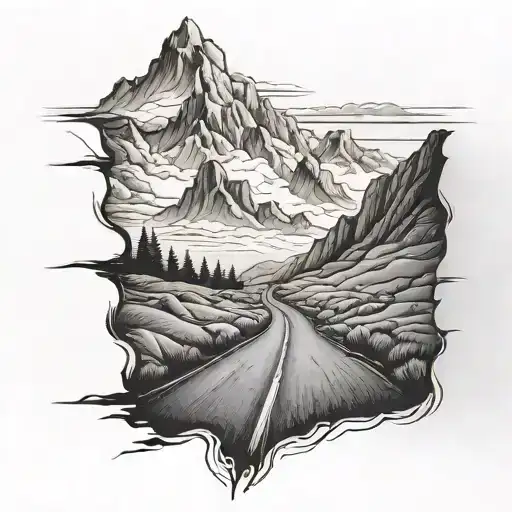 road leading into mountains  tattoo design idea