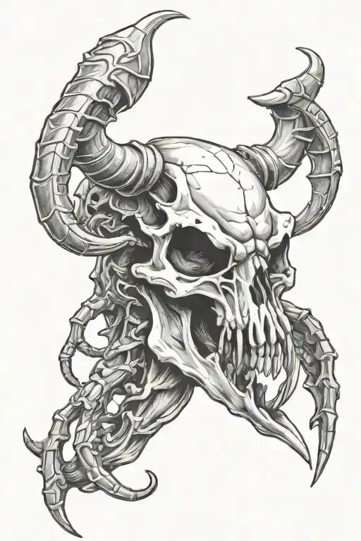 Bull skull with a scorpion crawling tattoo design idea
