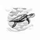 clipper ship in a storm with a sea turtle tattoo design idea