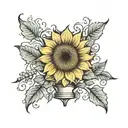chess king sunflower tattoo design idea
