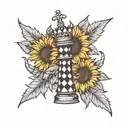 chess king sunflower tattoo design idea