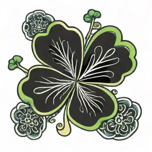 Five leaf clover black tattoo design idea