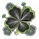 Five leaf clover black tattoo design idea