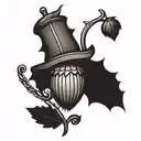 micro acorn tattoo design idea