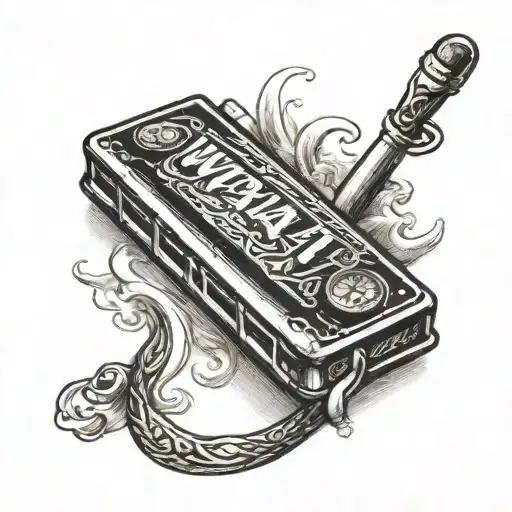 What is it? written on a harmonica tattoo design idea