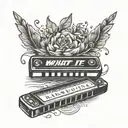 What is it? written on a harmonica tattoo design idea