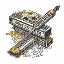 What is it? written on a harmonica tattoo design idea