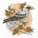 skeleton hand writing BIRD in sand tattoo design idea