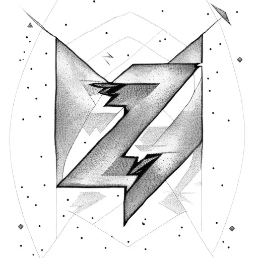 lightning bolt and letters j and a, black and white, elegant  tattoo design idea