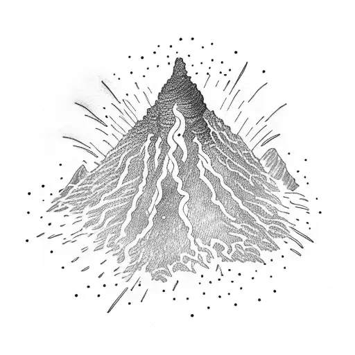volcano fireworks tattoo design idea
