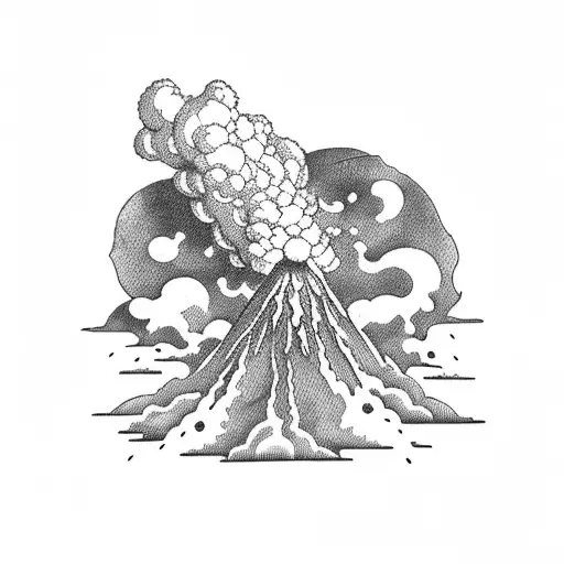 volcano with clouds  tattoo design idea