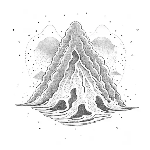 volcano with waves tattoo design idea