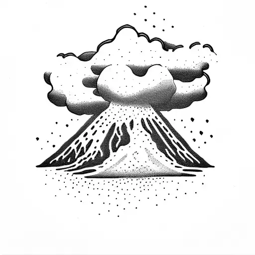 volcano with clouds  tattoo design idea