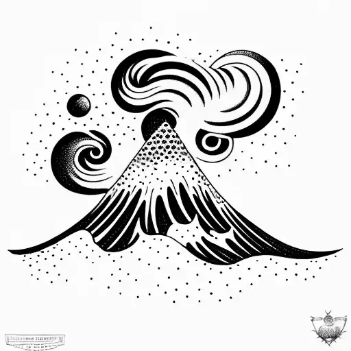 waves and sun tattoo design idea