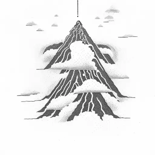 volcano with clouds  tattoo design idea