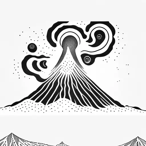 volcano with waves tattoo design idea