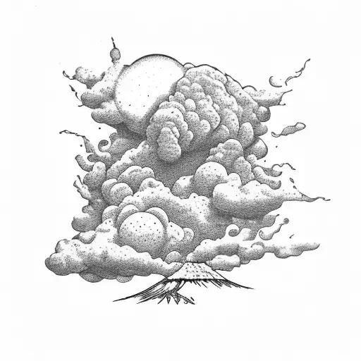 volcano with clouds  tattoo design idea