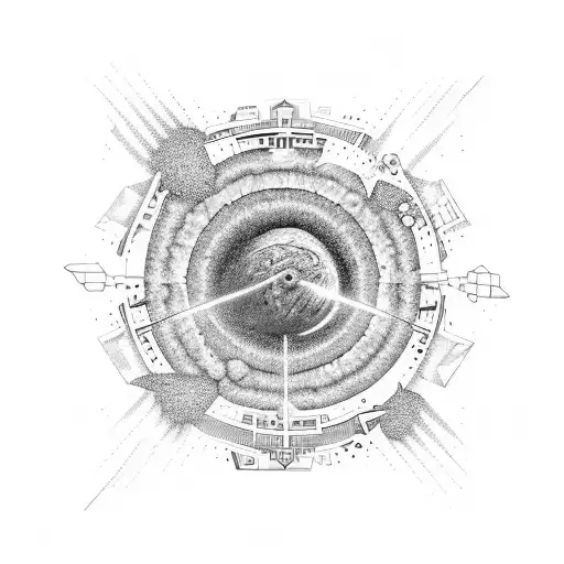 asteroids hit city tattoo design idea