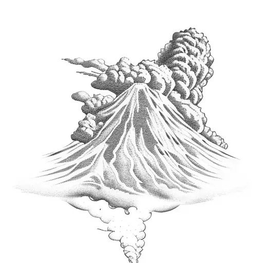 volcano with clouds  tattoo design idea