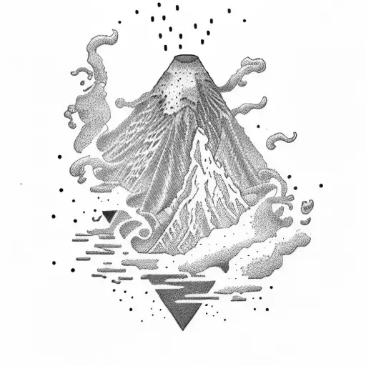 volcano ocean tattoo design idea