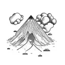 volcano with clouds tattoo design idea