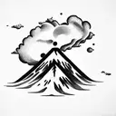 volcano with clouds tattoo design idea