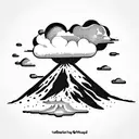volcano with clouds tattoo design idea