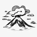 volcano with clouds tattoo design idea