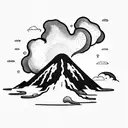 volcano with clouds tattoo design idea