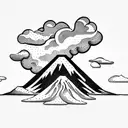 volcano with clouds tattoo design idea