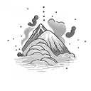 volcano waves clouds tattoo design idea