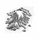 volcano explosion with clouds tattoo design idea