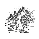 volcano explosion with clouds tattoo design idea