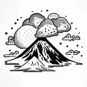 volcano with clouds tattoo design idea