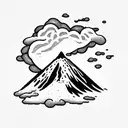 volcano with clouds tattoo design idea