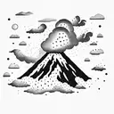 volcano with clouds tattoo design idea