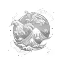 stormy waves tattoo design idea