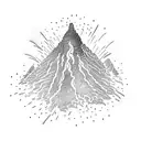 volcano fireworks tattoo design idea