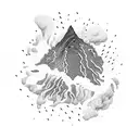 volcano fireworks tattoo design idea