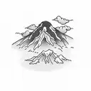 volcano and clouds tattoo design idea