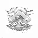 volcano and clouds tattoo design idea