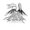 volcano and clouds tattoo design idea