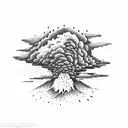 volcano explosion with clouds tattoo design idea